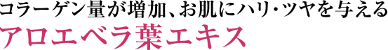 コラーゲン量が増加、お肌にハリ・ツヤを与える アロエベラ葉エキス